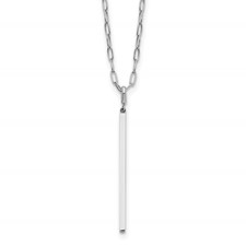 Image of Herco Platinum Polished Vertical Bar on Paperclip Link Necklace