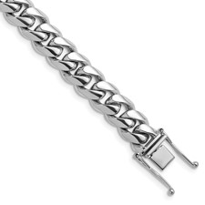 Image of Herco Platinum Polished 10.5mm Solid Curb with Safety Clasp 24 Inch Chain