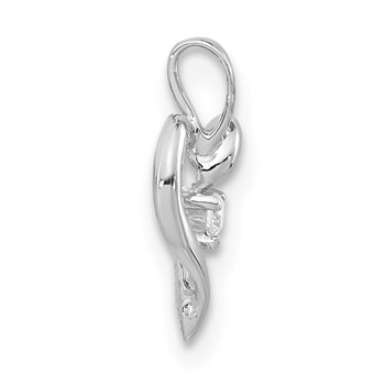 10k White Gold Polished Diamond Heart Pendant, No chain — alternate view