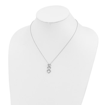10K White Gold Polished Diamond Hearts Necklace — alternate view