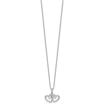 SS Diamond Double Heart Pendant Necklace — alternate view