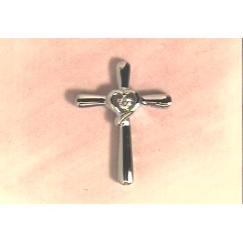 10kw Diamond Cross Pendant w/chain, 1-.035 DIA CENTER - Dia:F60