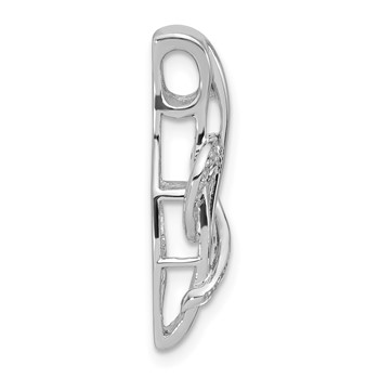 Sterling Silver Polished Fancy CZ Heart Chain Slide Pendant — alternate view