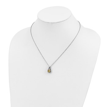 Sterling Silver Rhodium-plated Diamonore Yellow Teardrop Necklace — alternate view