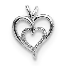 Diamond Tilted Heart Necklace, Silver or White Gold | Jewelry by Johan