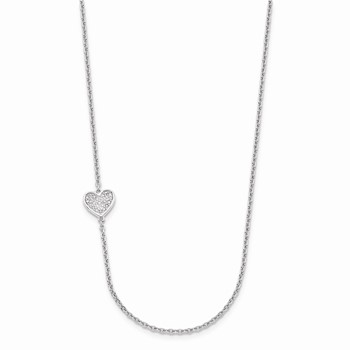 Sterling Silver Polished Diamond Heart Necklace — alternate view