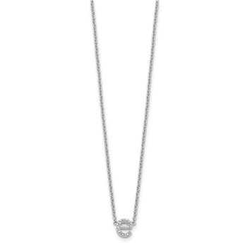 Sterling Silver Polished Diamond Initial e with 16" + 2 in ext Necklace — alternate view