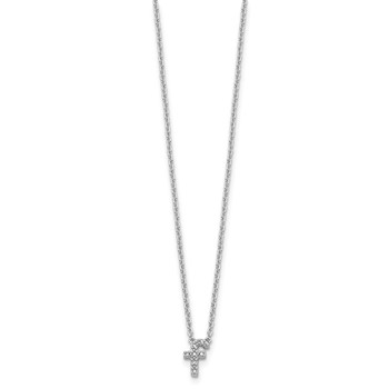 Sterling Silver Polished Diamond Initial f with 16" + 2 in ext Necklace — alternate view