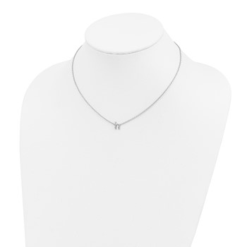 Sterling Silver Polished Diamond Initial h with 16" + 2 in ext Necklace — alternate view