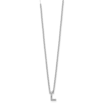 Sterling Silver Polished Diamond Initial L with 16" + 2 in ext Necklace — alternate view
