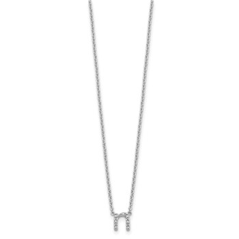 Sterling Silver Polished Diamond Initial n with 16" + 2 in ext Necklace — alternate view