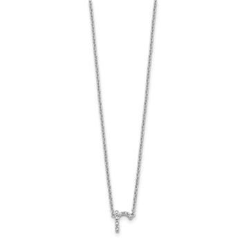 Stelring Silver Polished Diamond Initial r with 16" + 2 in ext Necklace — alternate view