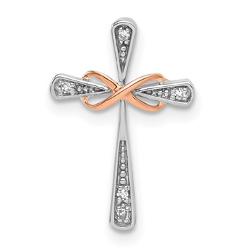 10kw w/RG Accent Diamond Cross Pendant 5-200' RD DIAS - Mel:S45