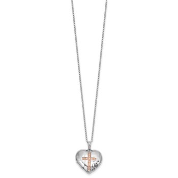 Sterling Silver RG-plate Diamond Heart Pendant Necklace — alternate view