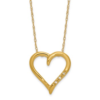 10ky Diamond Heart Pendant Necklace, 3 - .005 Rd Dias - Dias:S43