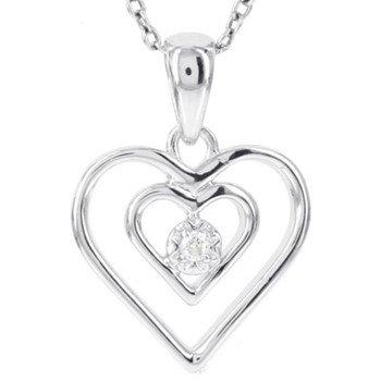 10ky Diamond Heart Pendant, 1 - .02 RD DIAMOND - Dia:F53