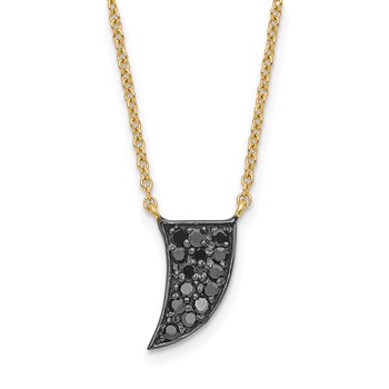 14k Gold Polished Black Diamond with 3 in ext Necklace