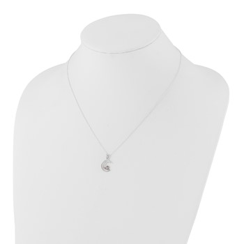 Sterling Silver w/ 10k Rose Accent Diamond Heart Moon Necklace — alternate view