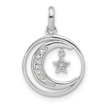 10kw Diamond Moon & Stars Pendant