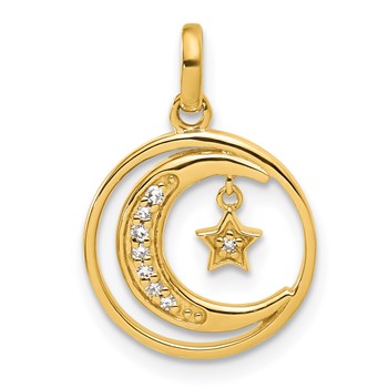 10ky Diamond Moon & Stars Pendant