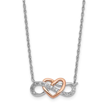 SS/10kr Diamond Infinity/Heart Necklace - Mel:S43