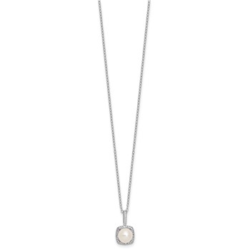 SS Pearl & Diamond Pendant (no chain) — alternate view