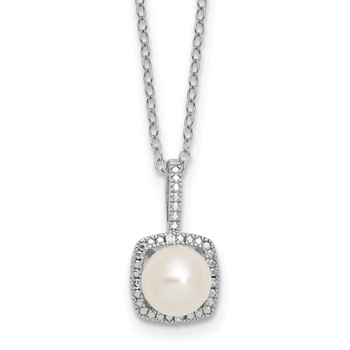 SS Pearl & Diamond Pendant (no chain)