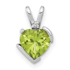 Image of Sterling Silver Peridot and Diamond Heart Chain Slide