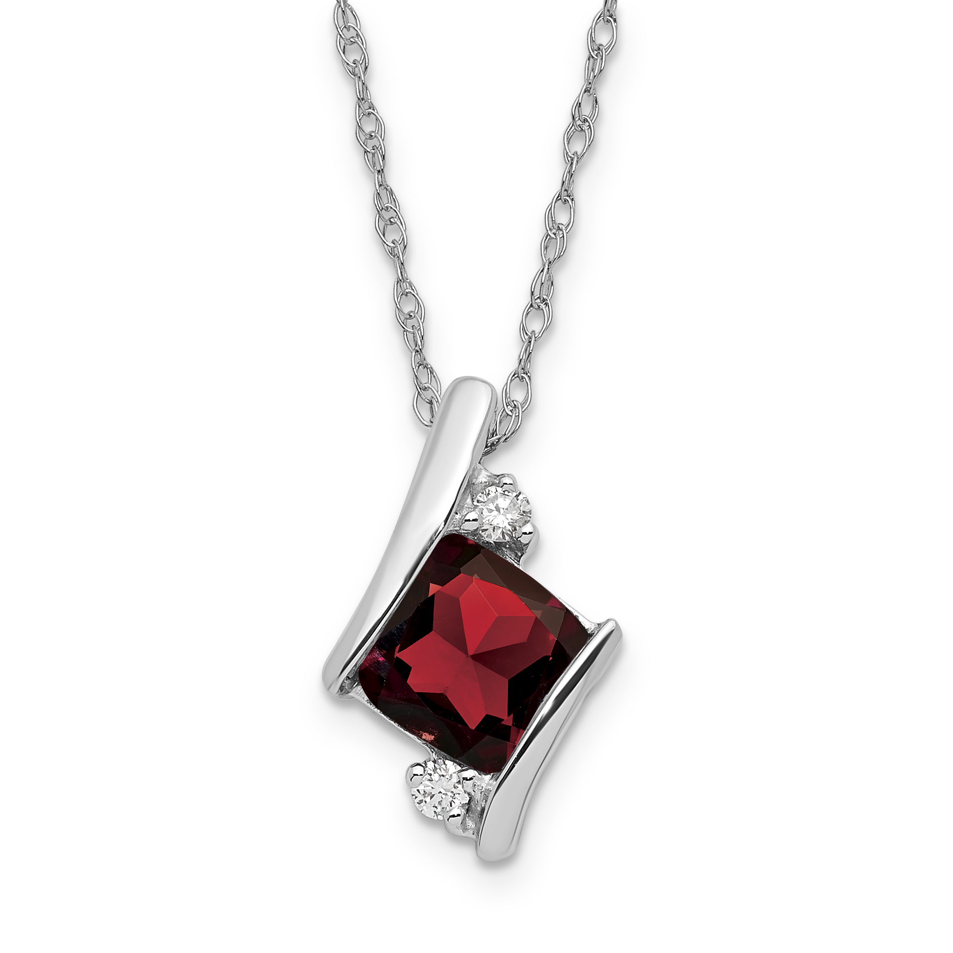 10kw Garnet & Diamond Pend w/Chain