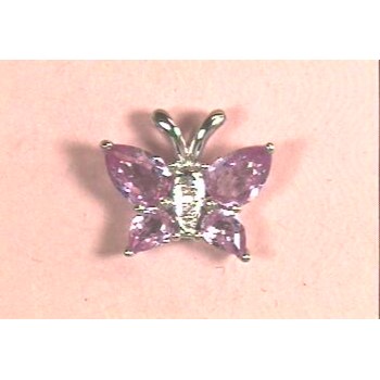 10kw Diamond and Bl. Topaz Butterfly Pendant 6X4 BT, 5X3 BT- Mel:S45