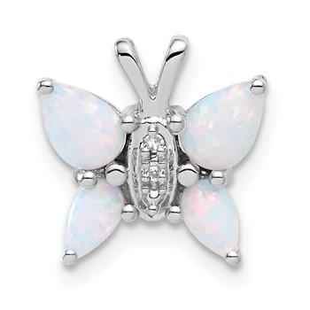 10kw Diamond and Cr. Opal Butterfly Pendant 6X4, 5X3 CROP- Mel:S45