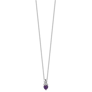 SS Amethyst and Diamond Pend Necklace — alternate view