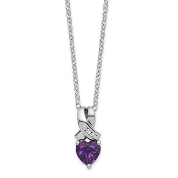 SS Amethyst and Diamond Pend Necklace
