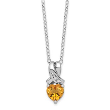 SS Citrine and Diamond Necklace