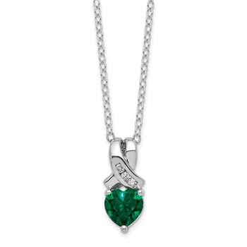 SS Created Emerald and Diamond Necklace
