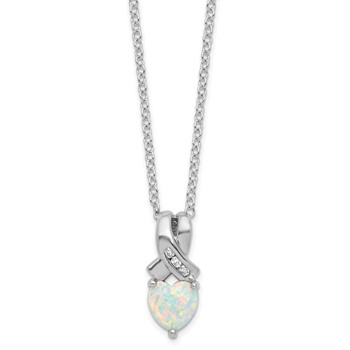 SS Created Opal and Diamond Pend Necklace