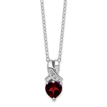 SS Garnet and Diamond Necklace