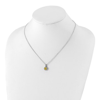 Sterling Silver Rhodium-plated Diamonore Yellow and White Halo Necklace — alternate view