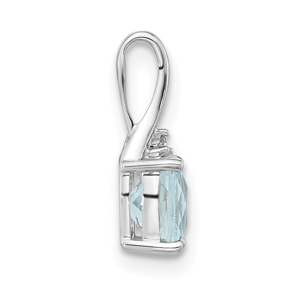 Diamond Checkerboard Aquamarine Pendant Charm Real 10k White Gold 14.3x6.2mm detailed image 2