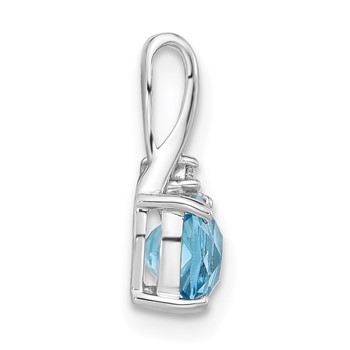 10k White Gold Checkerboard Blue Topaz & Diamond Chain Slide — alternate view