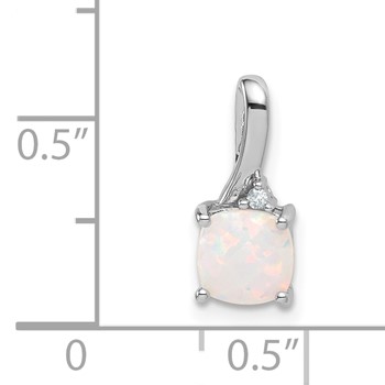 SS Created Opal and Diamond Pendant — alternate view