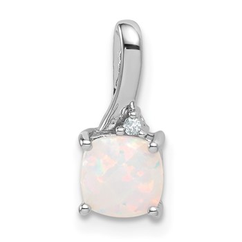 SS Created Opal and Diamond Pendant