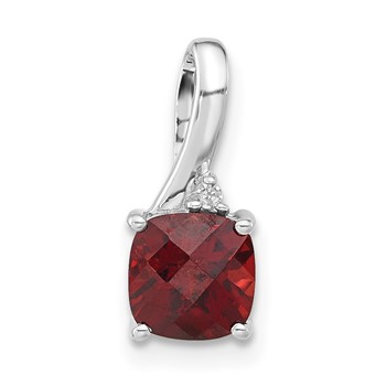 10k White Gold Checkerboard Garnet & Diamond Chain Slide