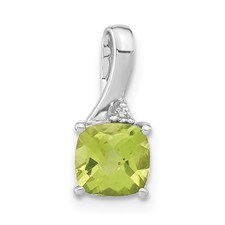 Image of 10k White Gold Checkerboard Peridot & Diamond Chain Slide