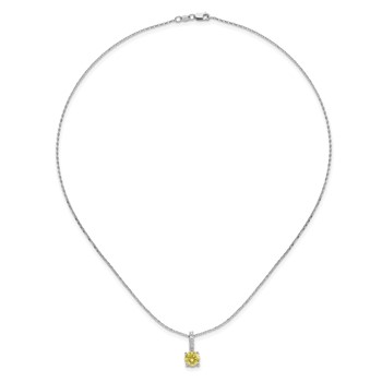 Sterling Silver Rhodium-plated Diamonore Yellow and White Necklace — alternate view