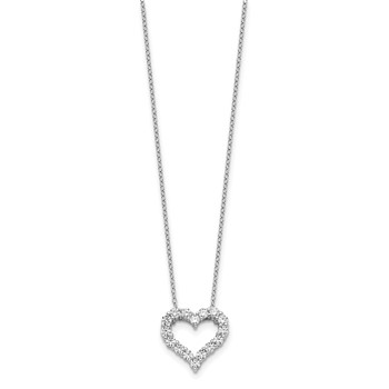 Sterling Silver Rhodium-plated Diamonore Heart 16 in w/2in ext Necklace — alternate view