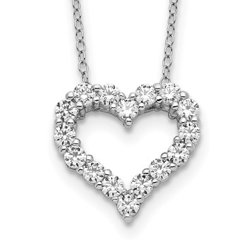 Sterling Silver Rhodium-plated Diamonore Heart 16 in w/2in ext Necklace