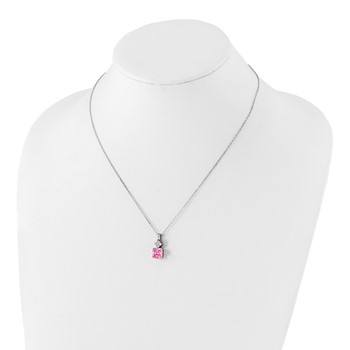 Sterling Silver Rhodium-plated Diamonore Pink and White Necklace — alternate view