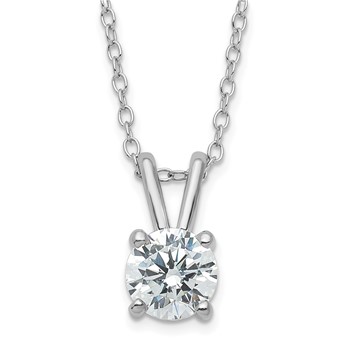 Sterling Silver Rhodium-plated Diamonore 7.5mm Solitare Necklace