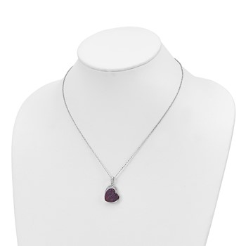 Sterling Silver Pink Druzy Quartz and Diamond Necklace — alternate view